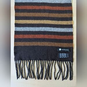 Smithsonian Brown Yellow Orange‎ Striped Scarf Wool Made In Italy
